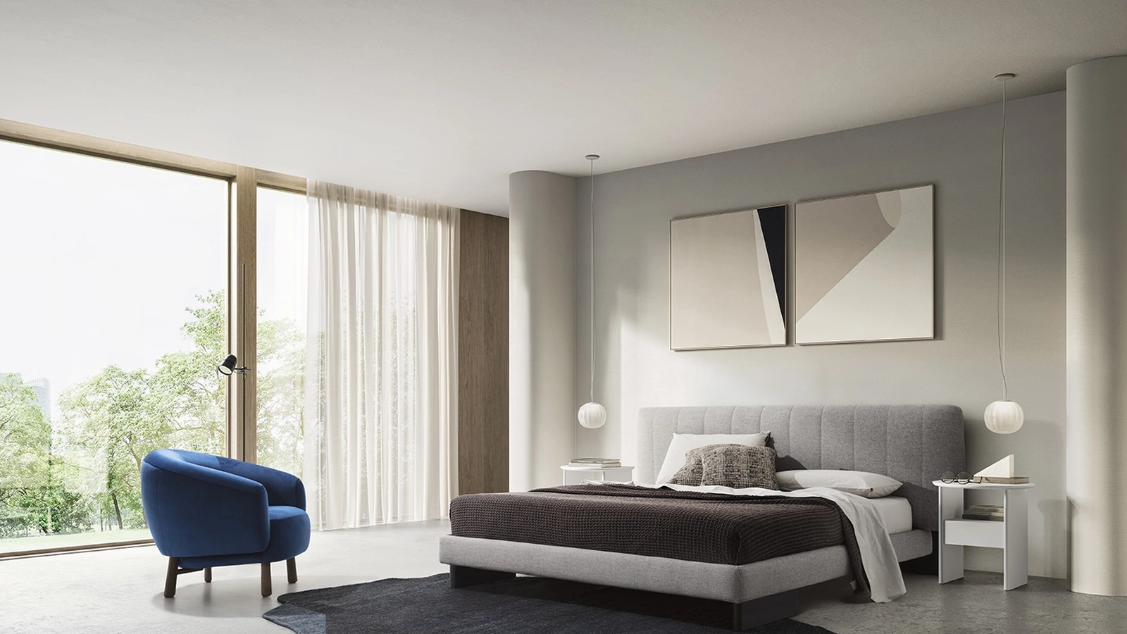 Tappeto a due colori con forma irregolare che ricorda una roccia Roche di Calligaris