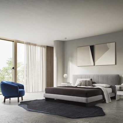 Tappeto a due colori con forma irregolare che ricorda una roccia Roche di Calligaris