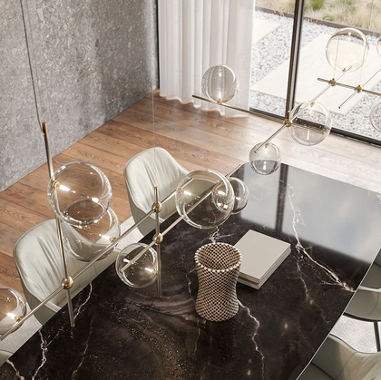 Lampada a sospensione in cristallo e metallo Bloom di Cattelan Italia