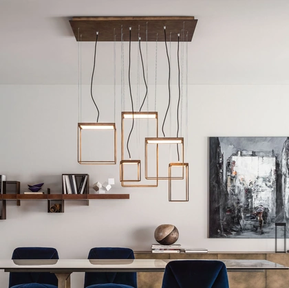 Lampada a sospensione Brassie in metallo dalle linee essenziali di Ronda Design