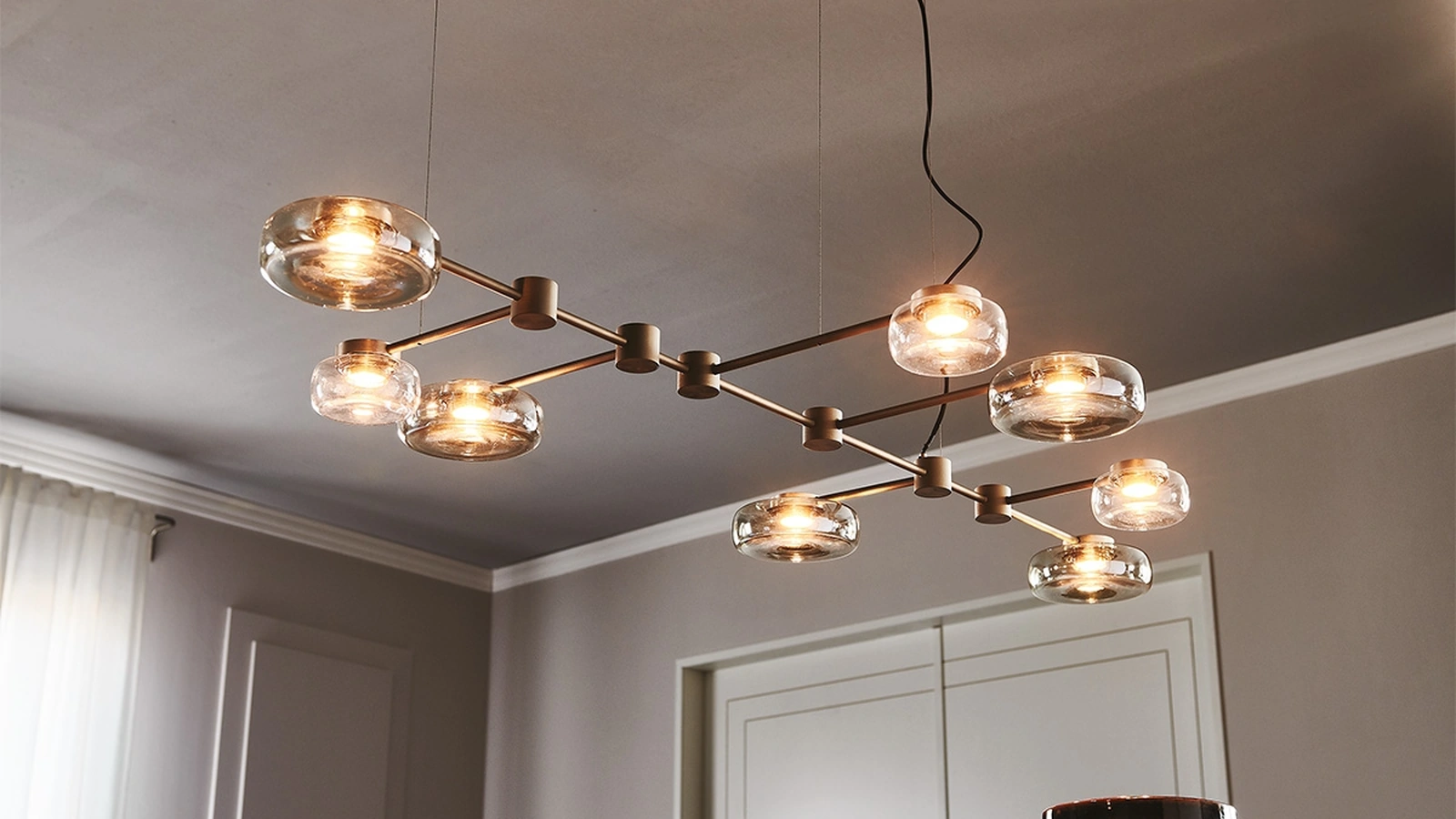 Lampada a sospensione in metallo e vetro Circuit di Cattelan Italia