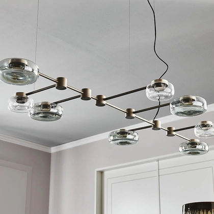 Lampada a sospensione in metallo e vetro Circuit di Cattelan Italia