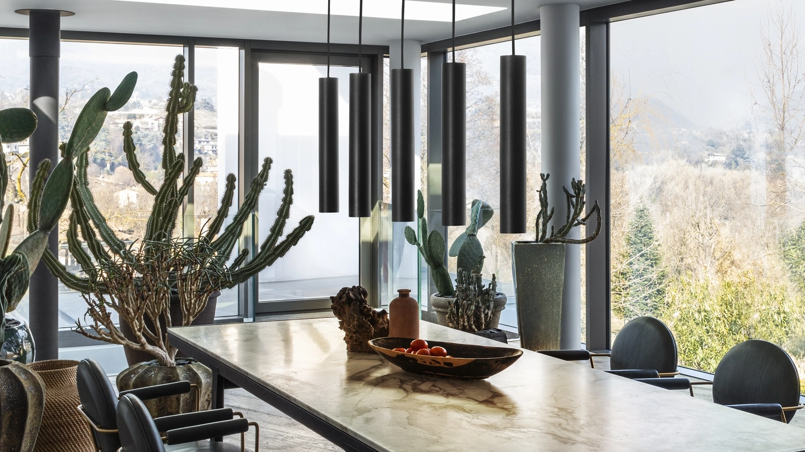 Lampada a sospensione in metallo con diffusore in vetro Look di Ideal Lux