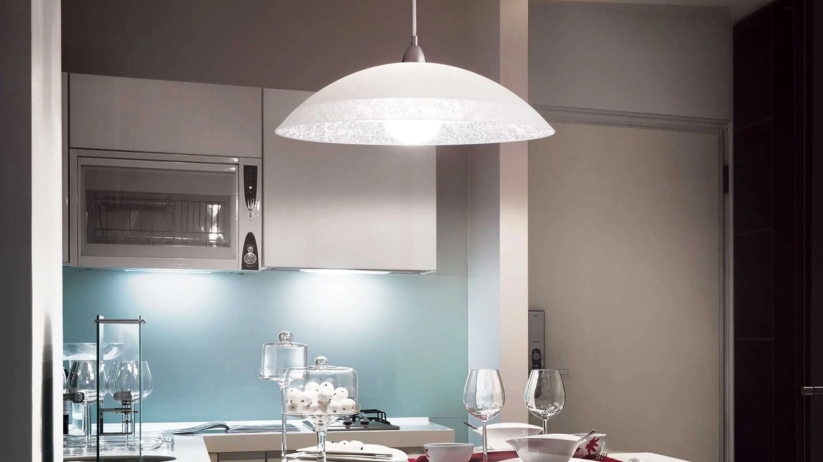 Lampada a sospensione Lana in vetro serigrafato di Ideal Lux