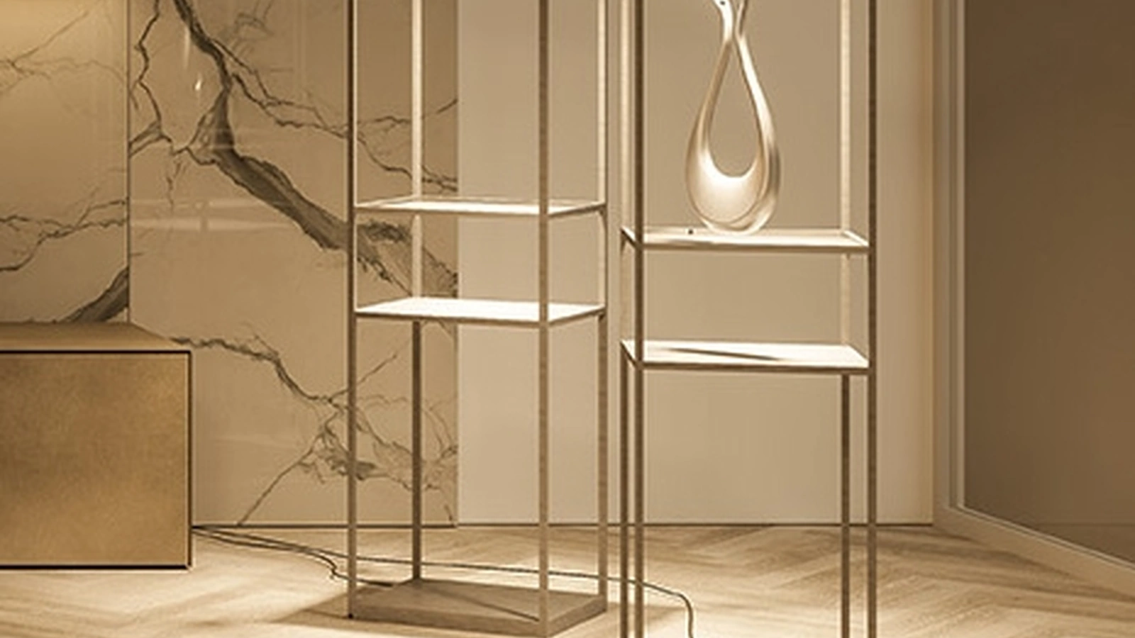 Lampada da terra in metallo con piani in ceramica Pivot di Ronda Design