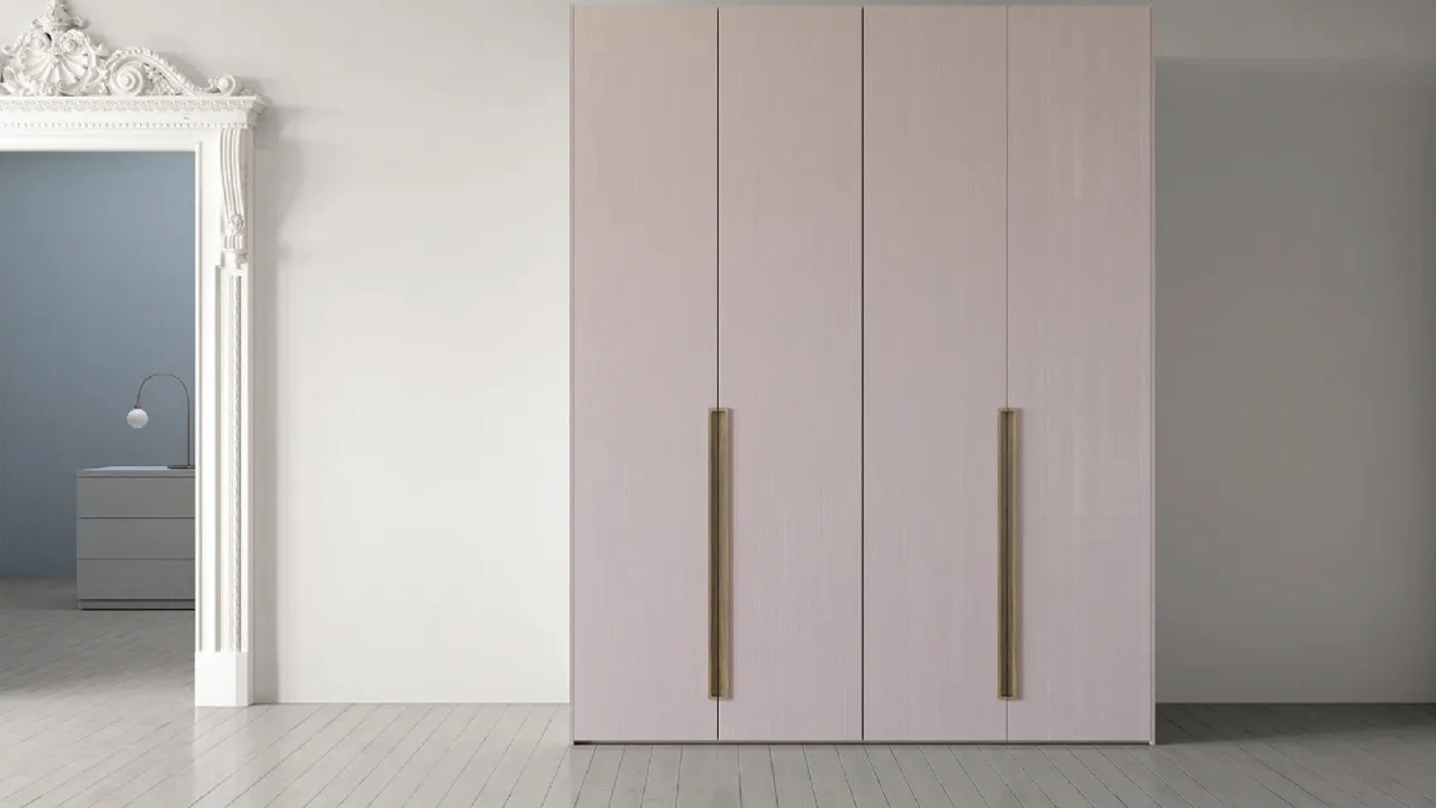 Armadio Island con 4 ante battenti in legno di abete con maniglie in rovere di Fratelli Mirandola