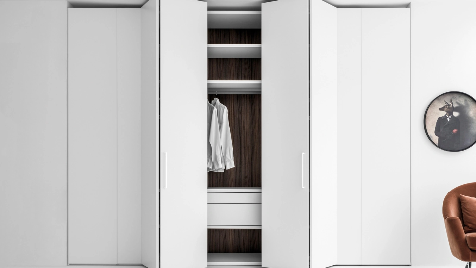 Armadio Freedhome con ante a libro in laccato opaco Apertura Totale di Caccaro