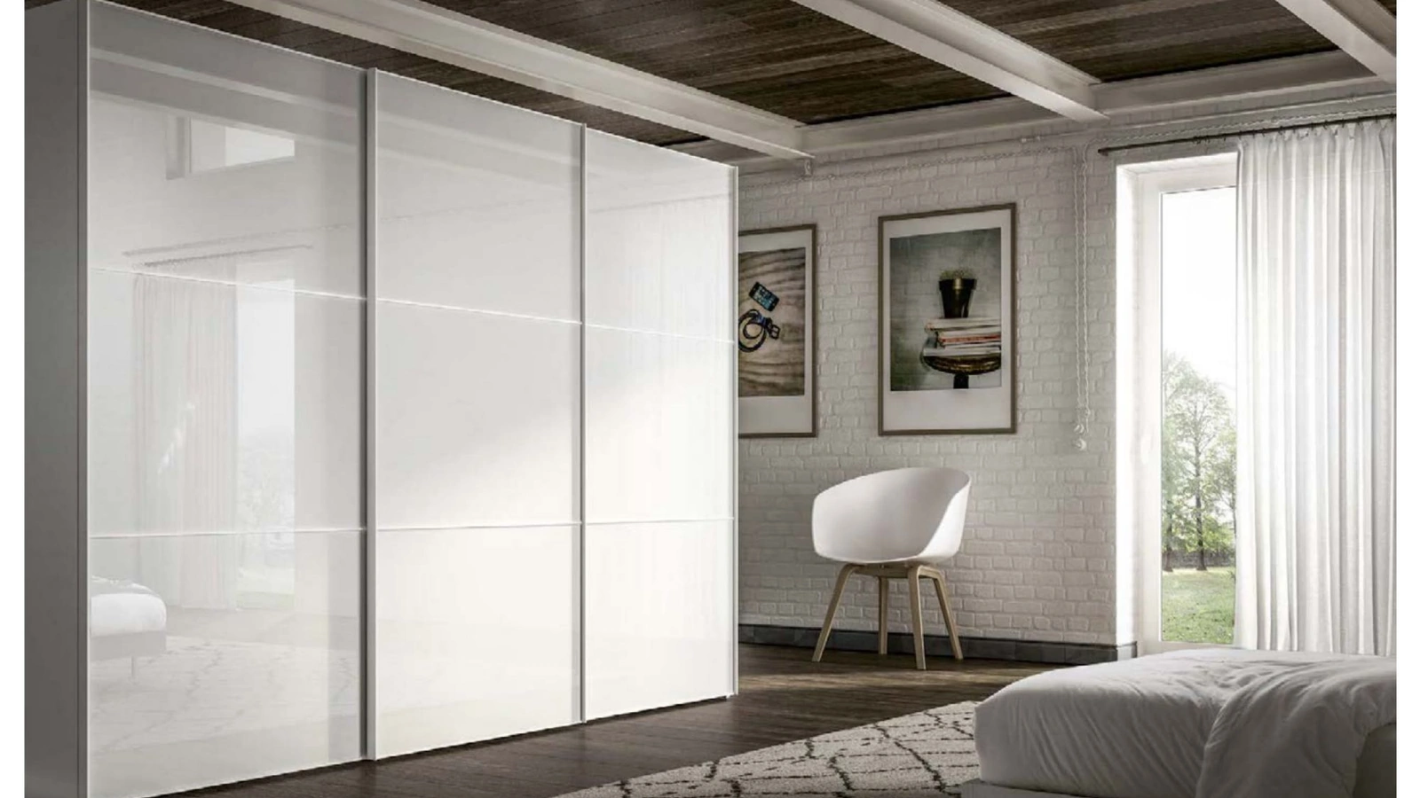 Polar con ante scorrevoli in vetro laccato GD5045 di Abitare Mobilstella