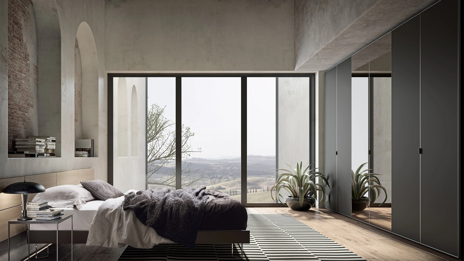 Armadio con ante battenti laccato con specchio centrale Filo GD1020 di Abitare Mobilstella