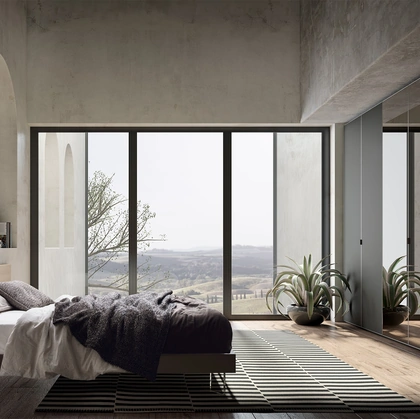 Armadio con ante battenti laccato con specchio centrale Filo GD1020 di Abitare Mobilstella