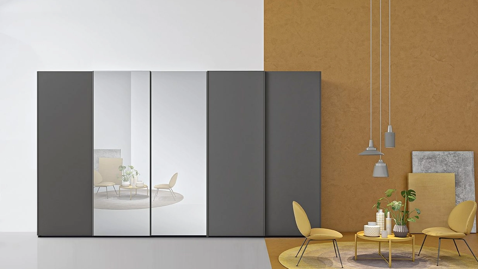 Armadio con ante scorrevoli in melaminico e a specchio Golf Utility 35 di Colombini Casa