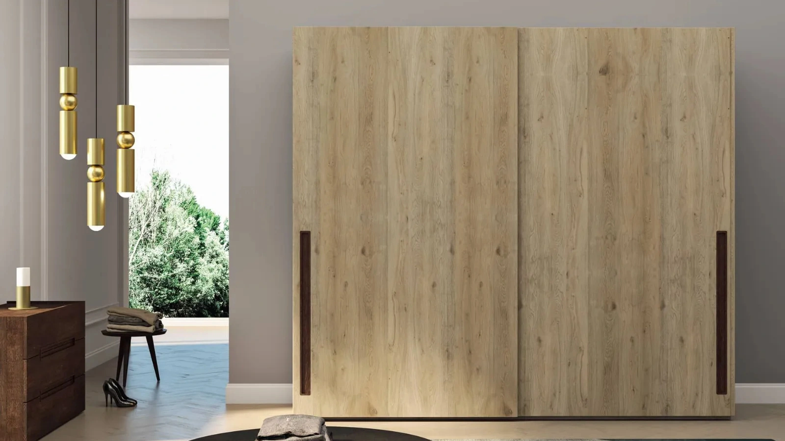 Armadio in legno di rovere con ante scorrevoli Island di Fratelli Mirandola