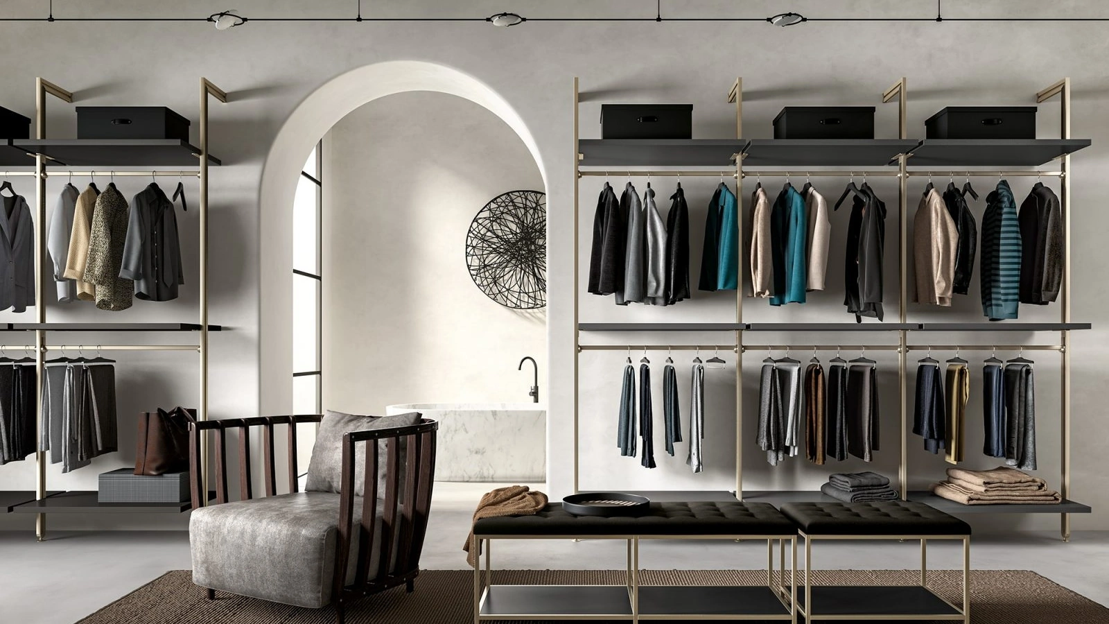 Cabina Armadio Light GH1010 in alluminio e laccato opaco di Abitare Mobilstella