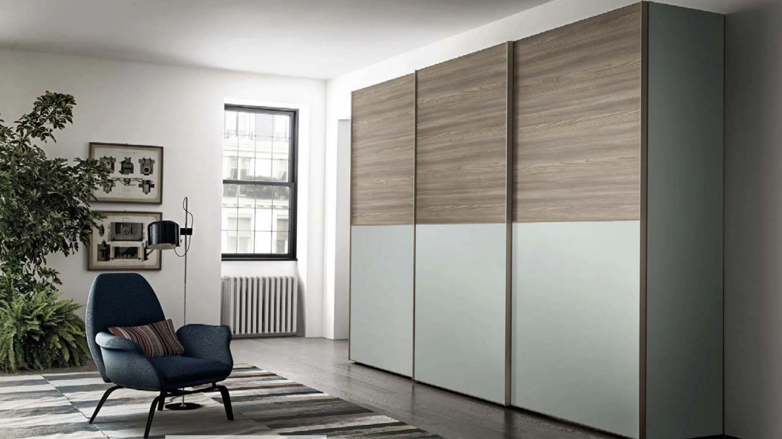 Armadio con ante scorrevoli Mark GD5030 in laccato e country wood di Abitare Mobilstella