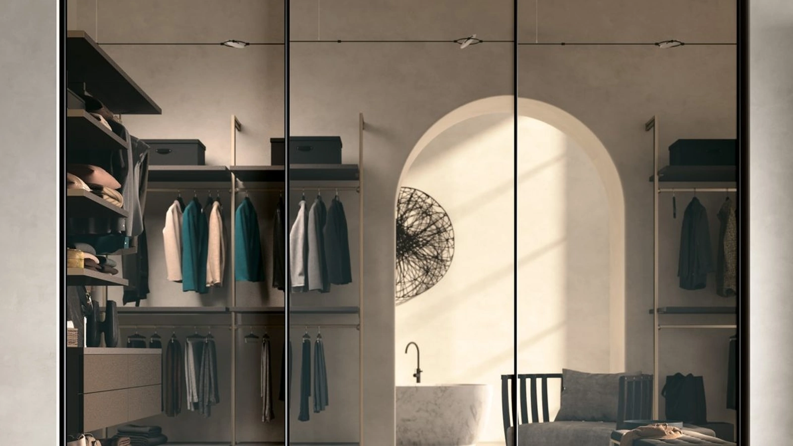 Armadio Globe GD5200 con ante a Specchio di Abitare Mobilstella