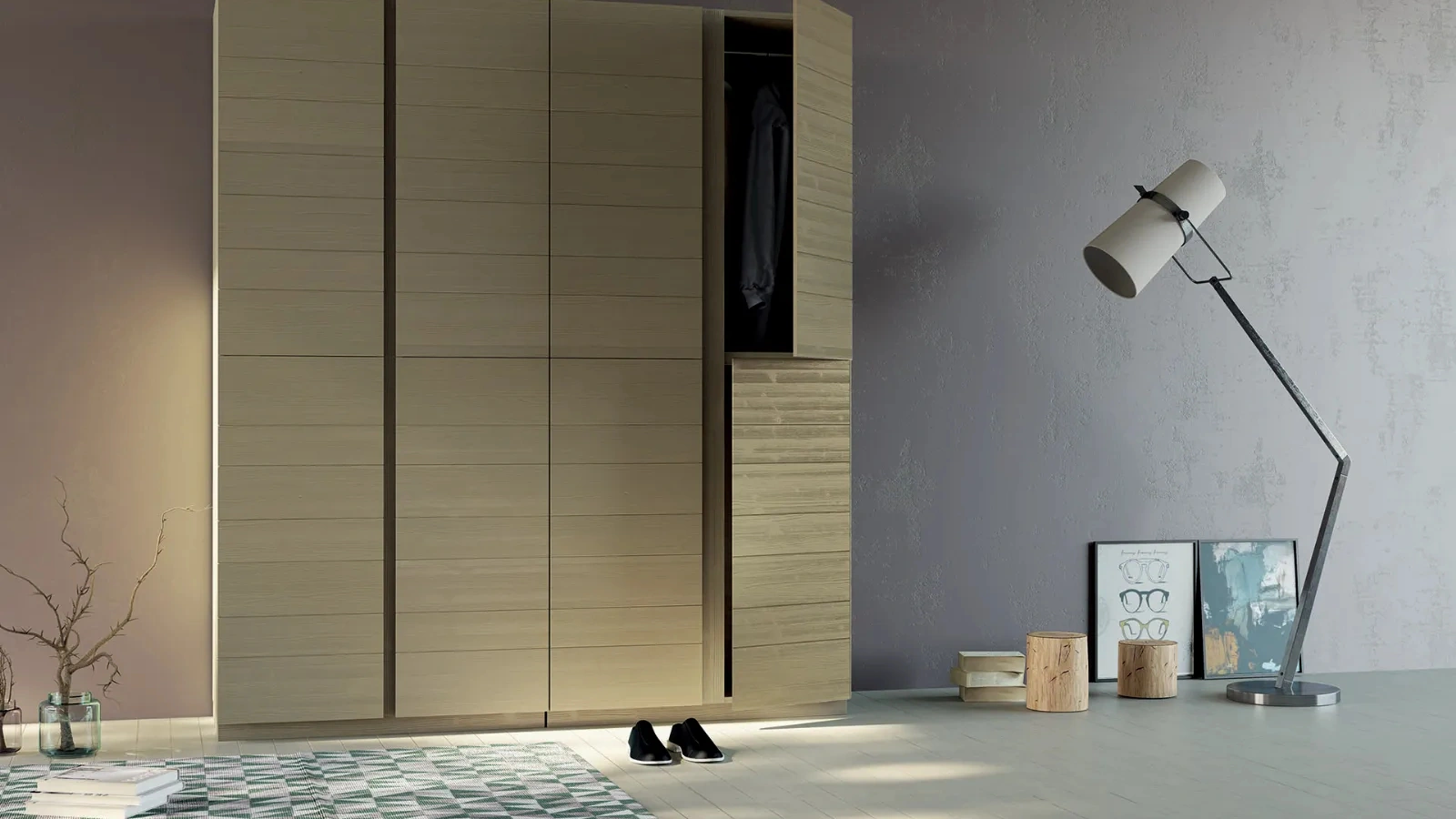 Armadio Sidney in legno laccato Verde Oliva con ante battenti di Fratelli Mirandola