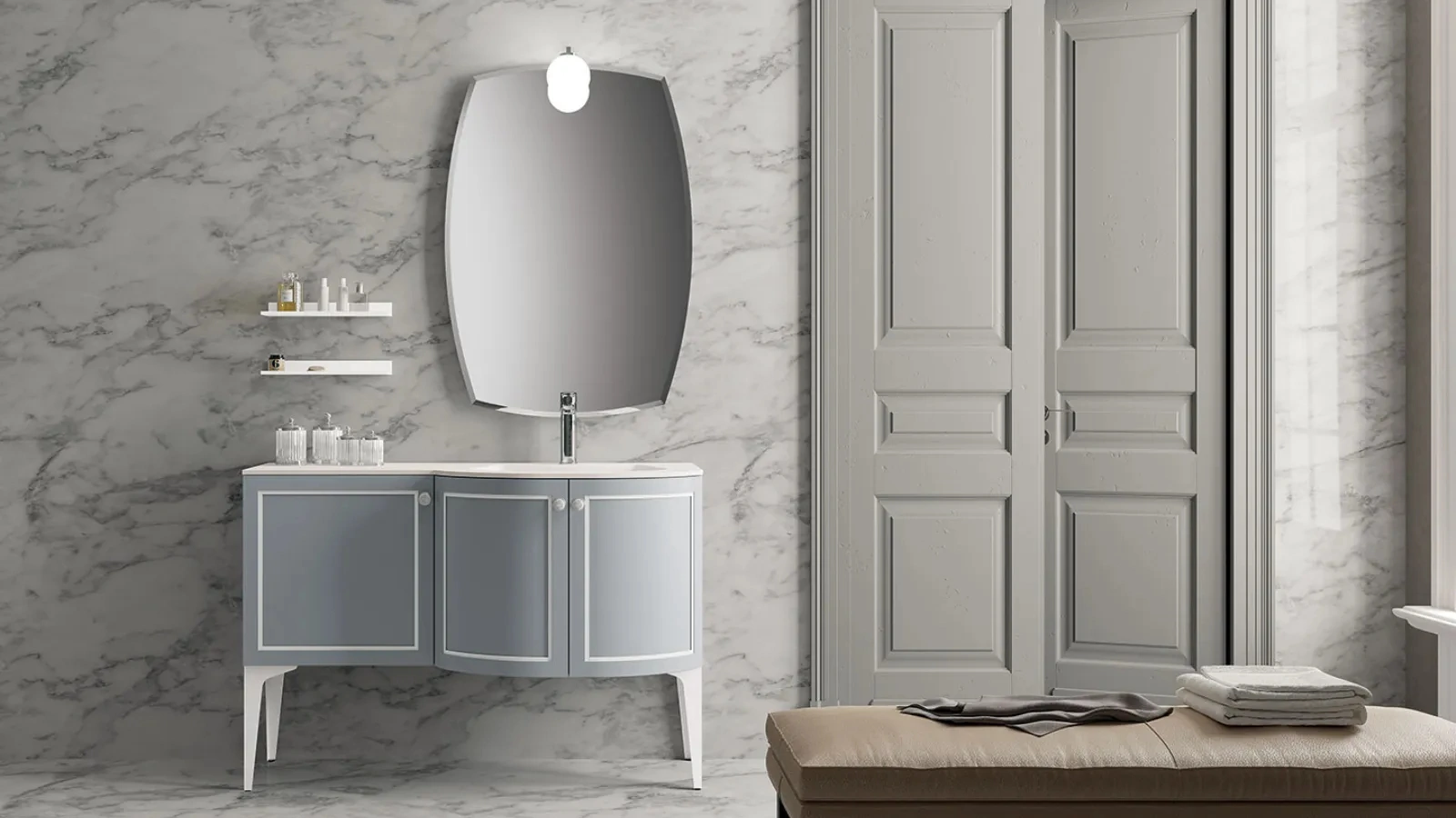 Mobile da Bagno a terra laccato opaco Seta 11 di Archeda