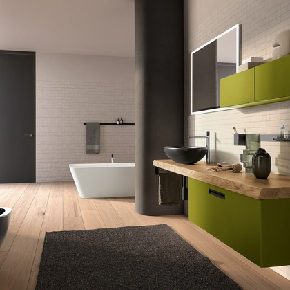 Mobile da Bagno siospeso in laccato e legno Essenze 10 di Archeda