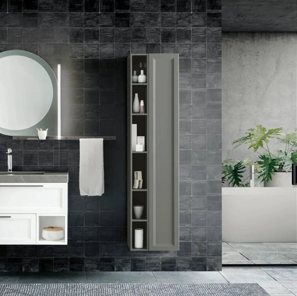 Mobile da Bagno sospeso laccato Bianco Seta 01 di Archeda