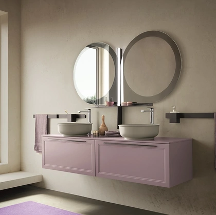 Mobile da Bagno sospeso laccato opaco Seta 03 di Archeda