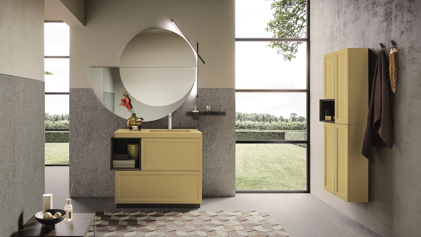 Mobile da Bagno a terra laccato opaco Seta 04 di Archeda