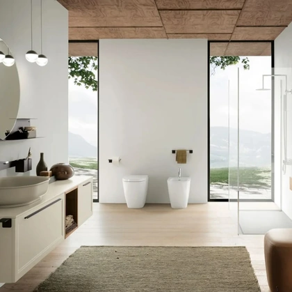 Mobile da Bagno sospeso laccato opaco Seta 05 di Archeda