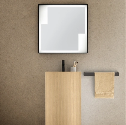 Mobile da Bagno a terra Tulle 08B in Okite con frontale in Rovere di Archeda