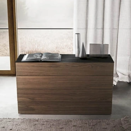 Comò Spazio in legno con 4 cassetti di Pianca