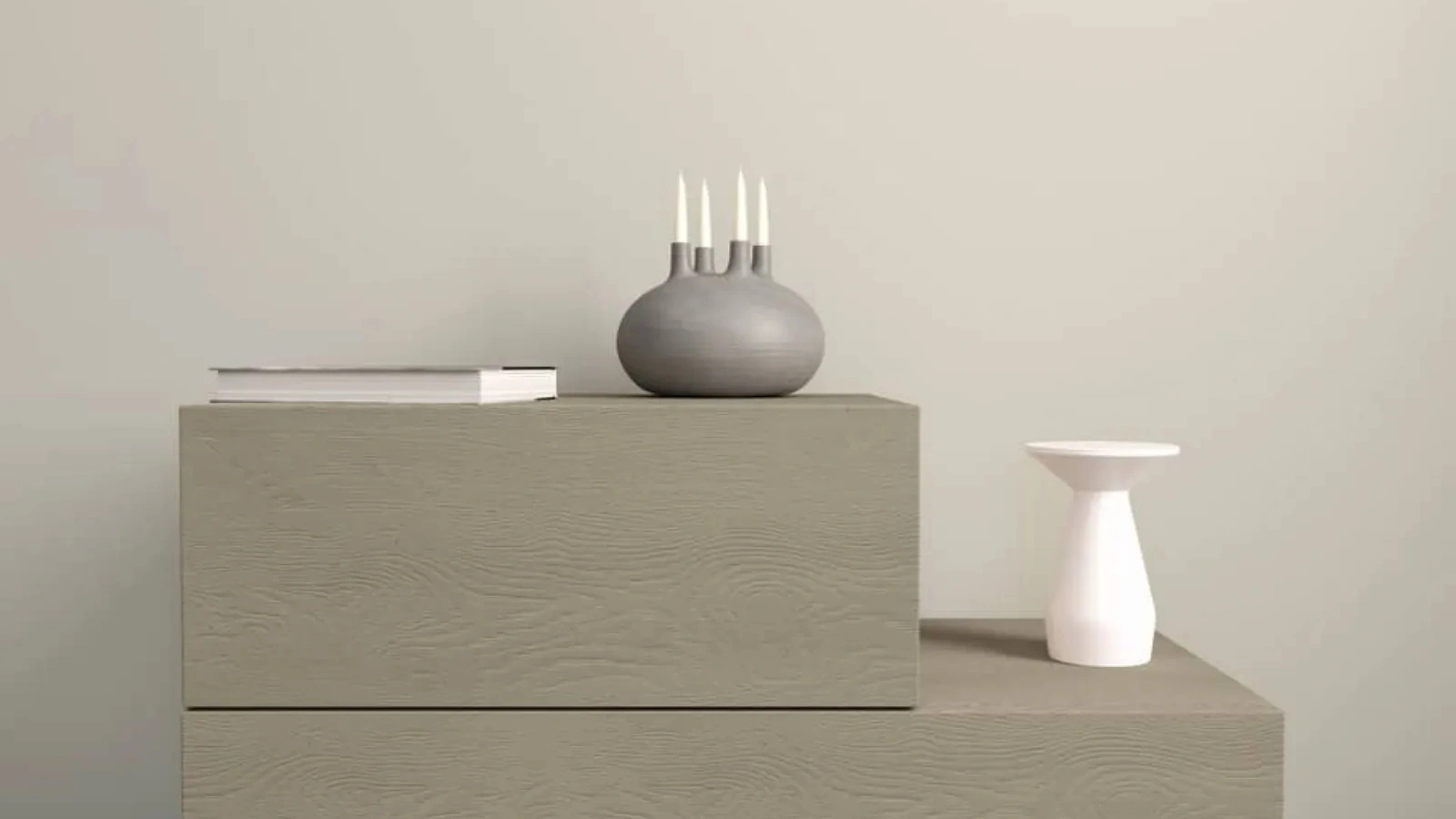 Comodino Cheba in legno di rovere con due cassetti sovrapposti con larghezze diverse di Fratelli Mirandola