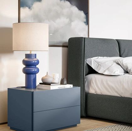 Comodino Free con due cassetti laccato opaco di Dielle Modus