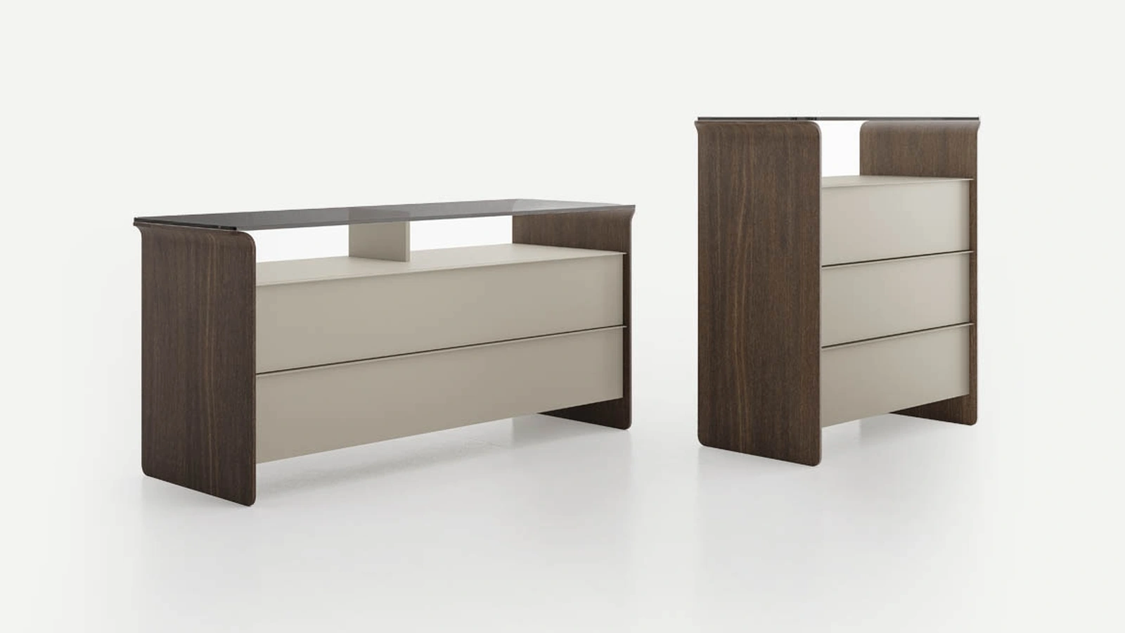 Comò Nota in laccato e legno di Pianca