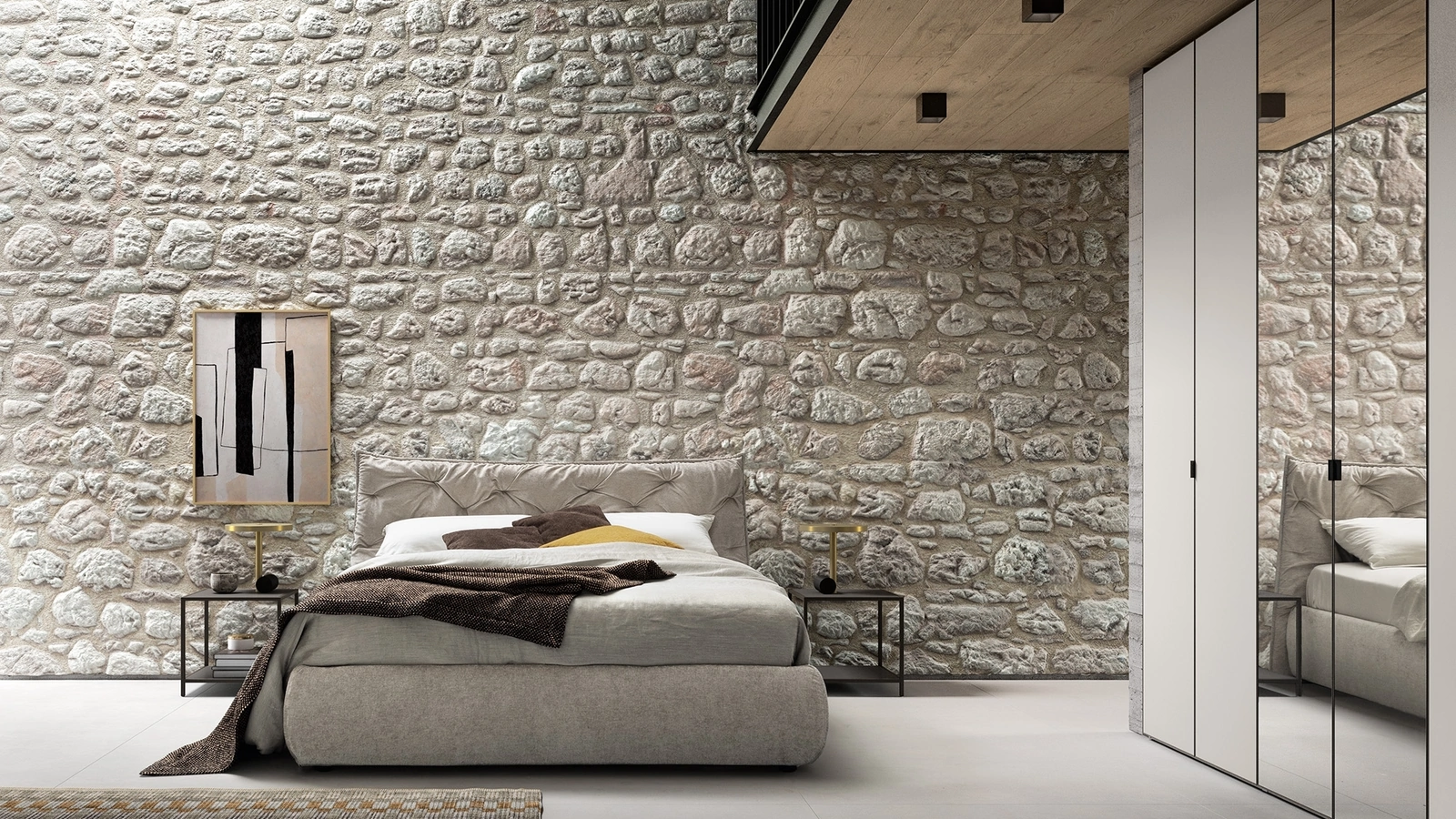 Letto Cardiff in tessuto con testiera di Abitare Mobilstella