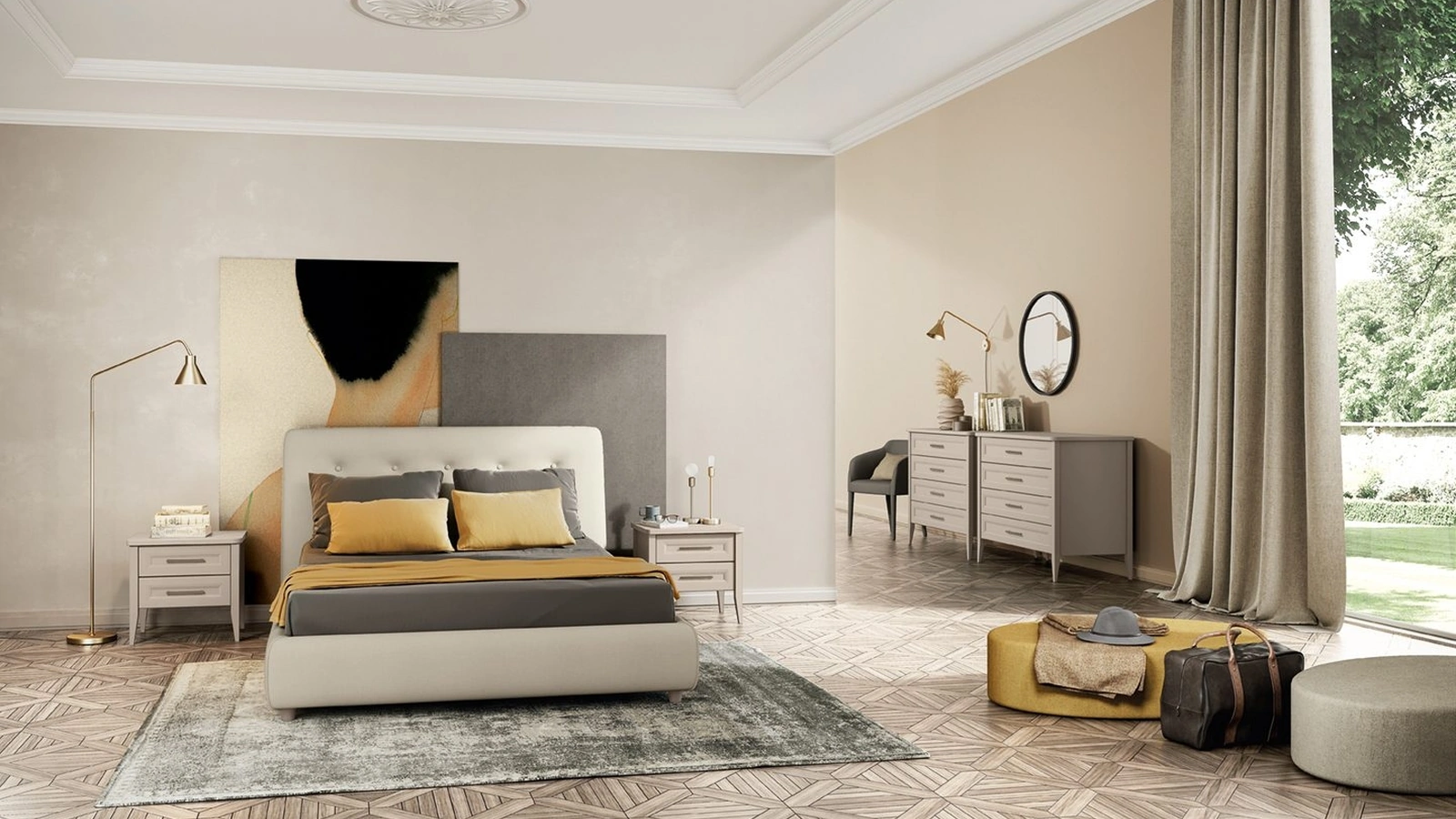 Letto Arcadia Adagio in tessuto imbottito di Colombini Casa