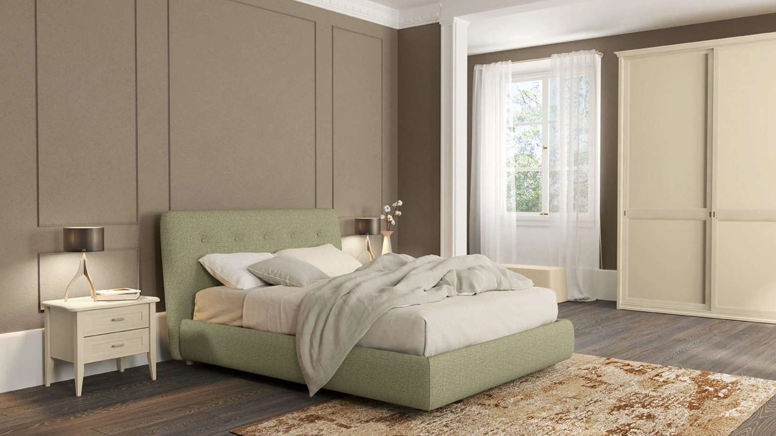 Letto Arcadia Adagio in tessuto imbottito di Colombini Casa