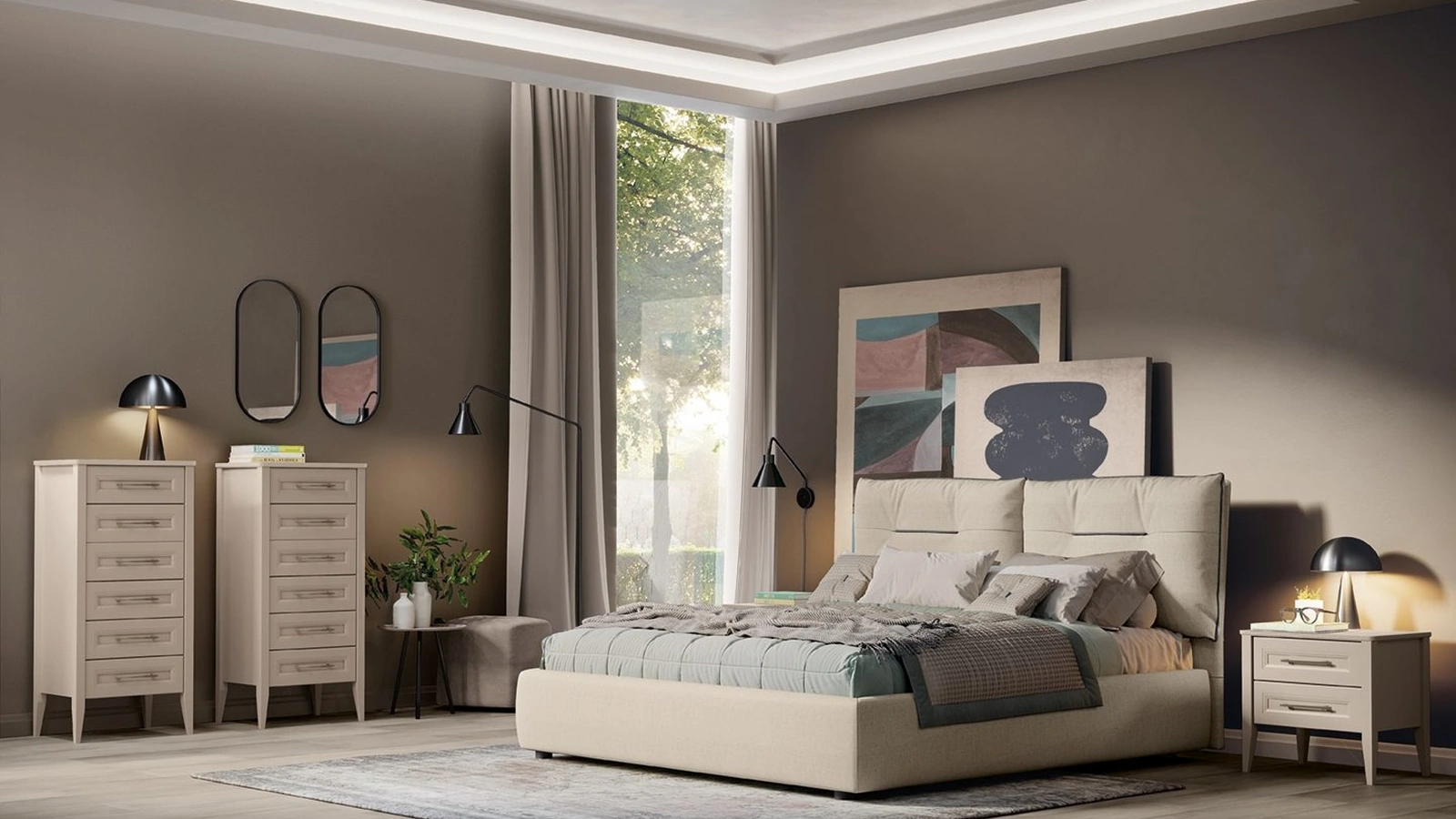 Letto Arcadia Kiss in tessuto imbottito di Colombini Casa