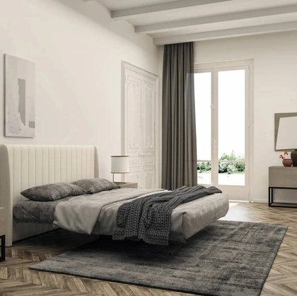 Letto Berenice con testiera in tessuto imbottito di Fratelli Mirandola