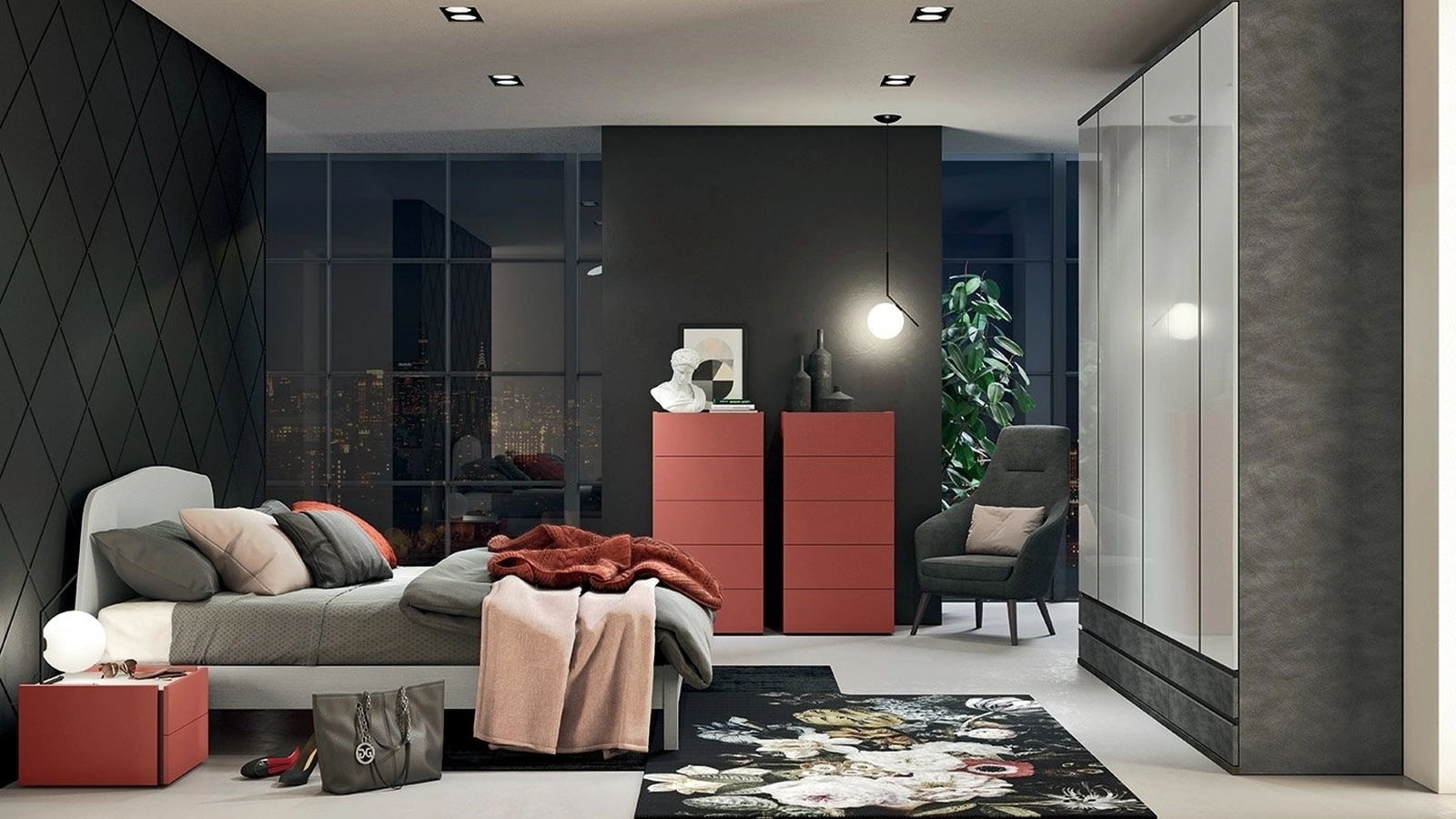 Letto matrimoniale con testiera Golf Leo di Colombini Casa