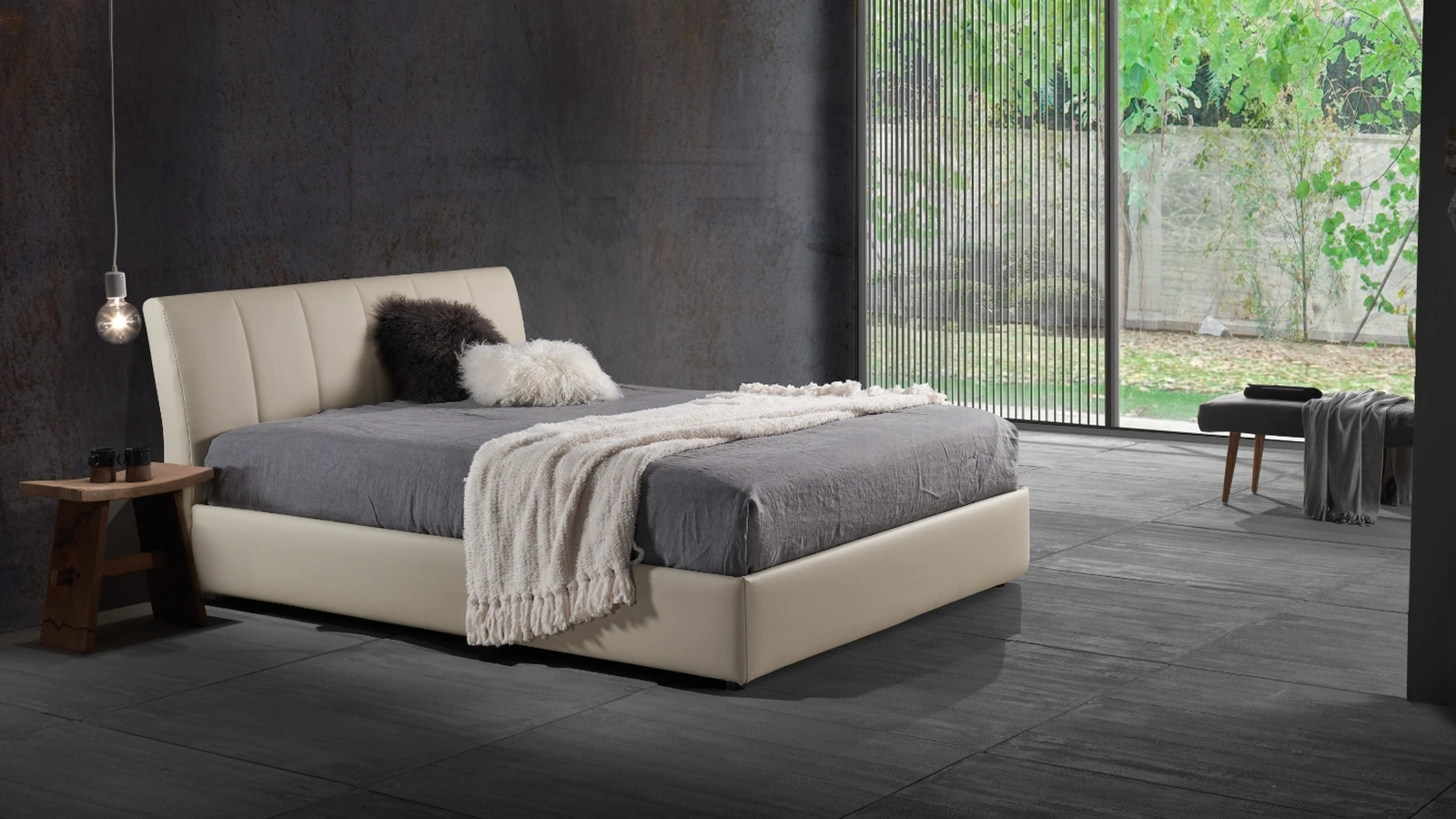 Letto in ecopelle con contenitore Liam di Excò