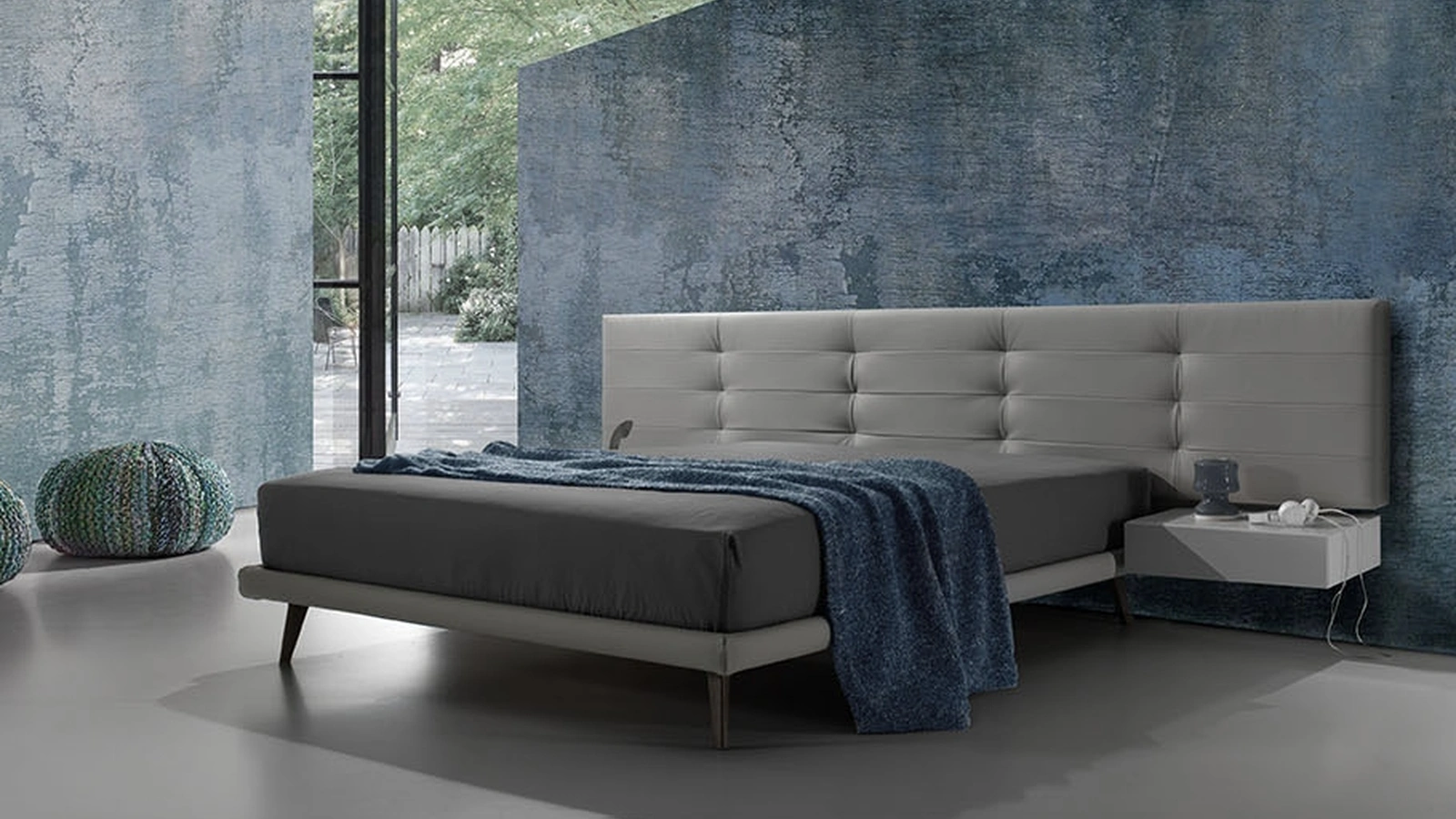 Letto in pelle con testiera trapuntata Twist Tess 290 di Excò