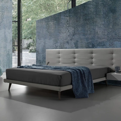 Letto in pelle con testiera trapuntata Twist Tess 290 di Excò