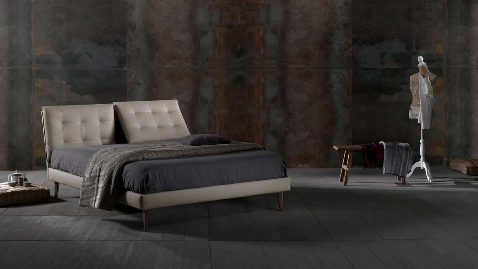 Letto in vellutino imbottito Zoè Quattro Ring 14 di Excò