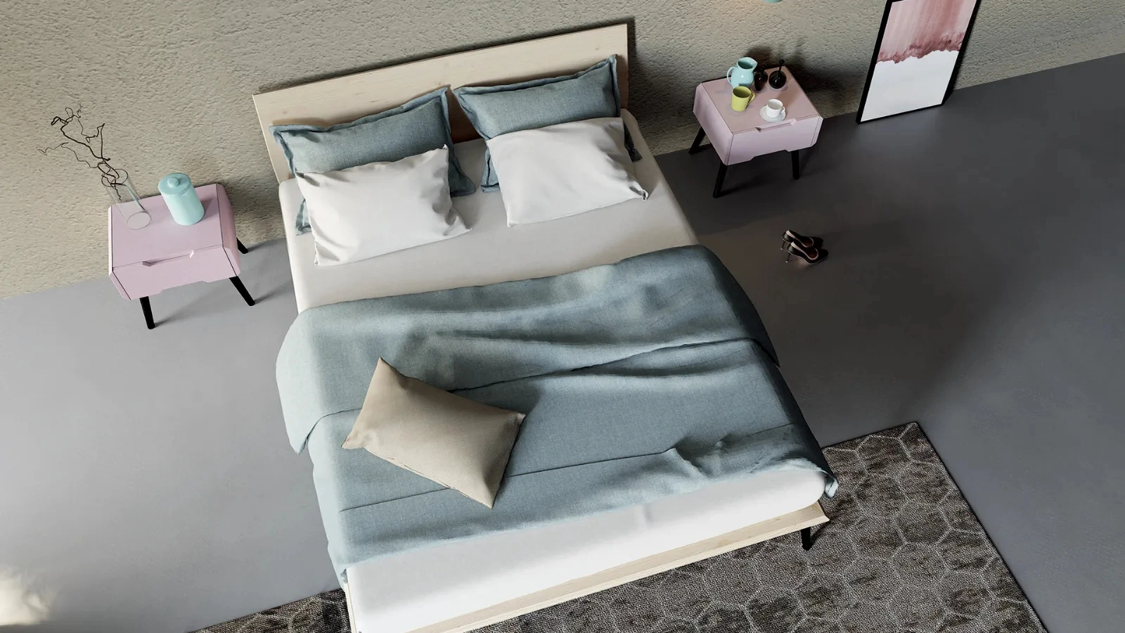 Letto in legno di abete spazzolato con piedini retrò Dolcevita 1824 di Fratelli Mirandola