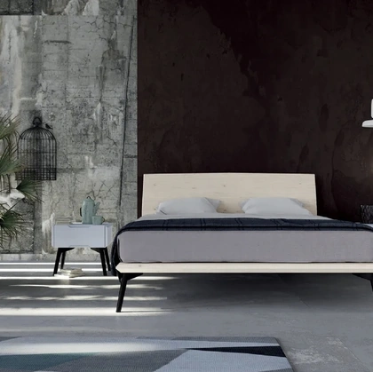 Letto in legno di abete spazzolato con piedini retrò Dolcevita 1824 di Fratelli Mirandola