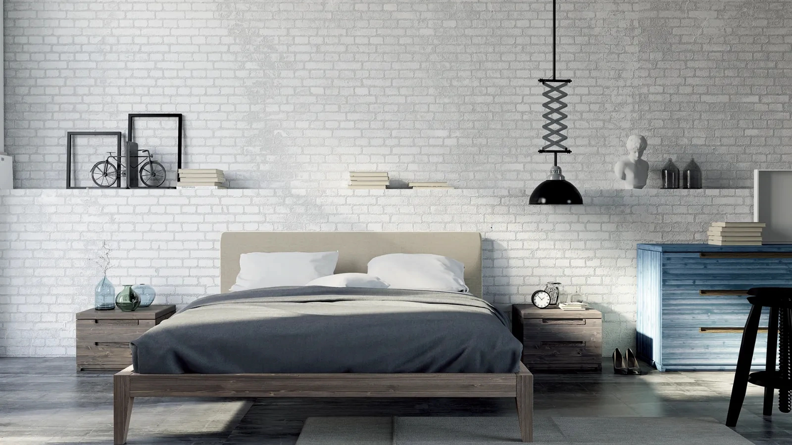 Letto Dream 1693 con testiera in tessuto imbottito di Fratelli Mirandola