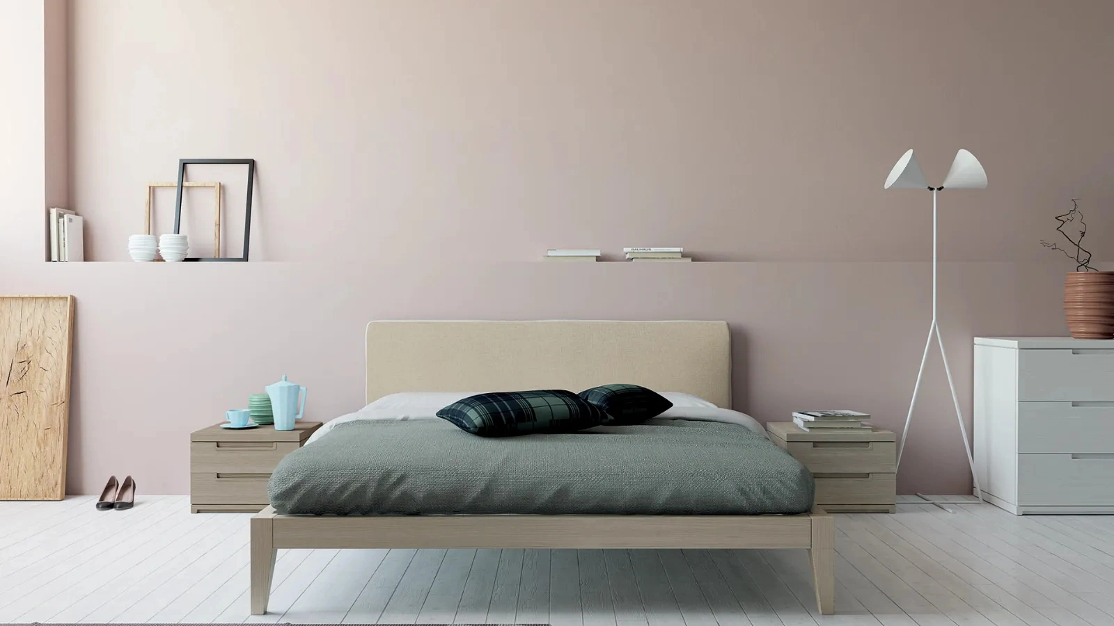 Letto Dream 1693 con testiera in tessuto imbottito di Fratelli Mirandola