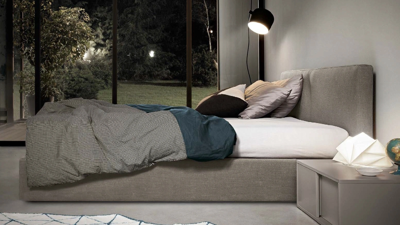 Letto in tessuto con box contenitore York di Abitare Mobilstella