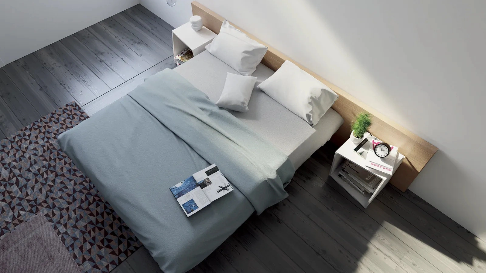 Letto autoportante Opera 1425/65 in legno di abete spazzolato di Fratelli Mirandola