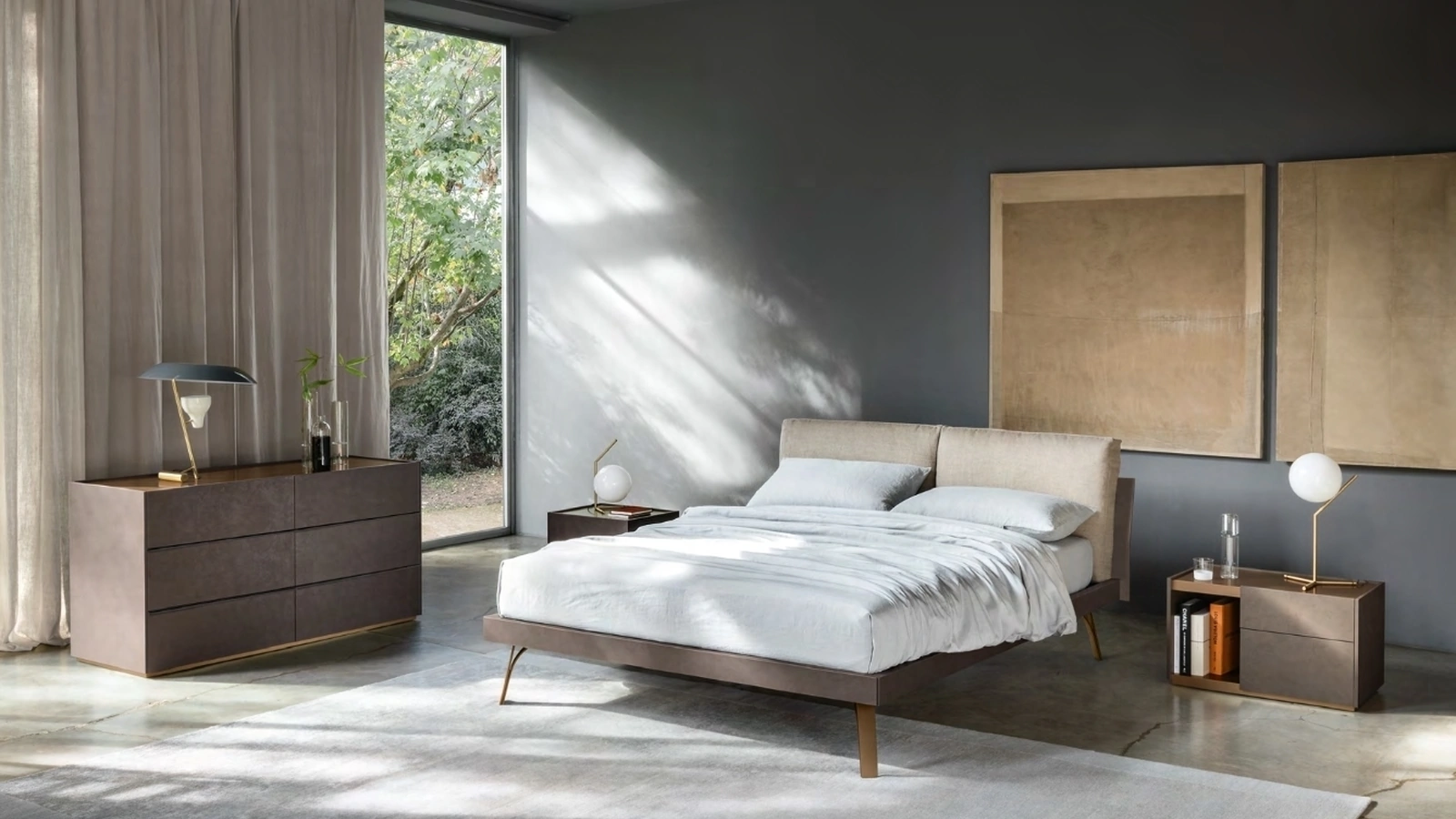 Letto Abbraccio Grafic con testiera e cuscini imbottiti di Sangiacomo