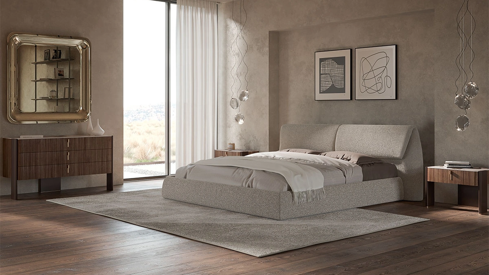 Letto Simon in tessuto imbottito di Cattelan Italia