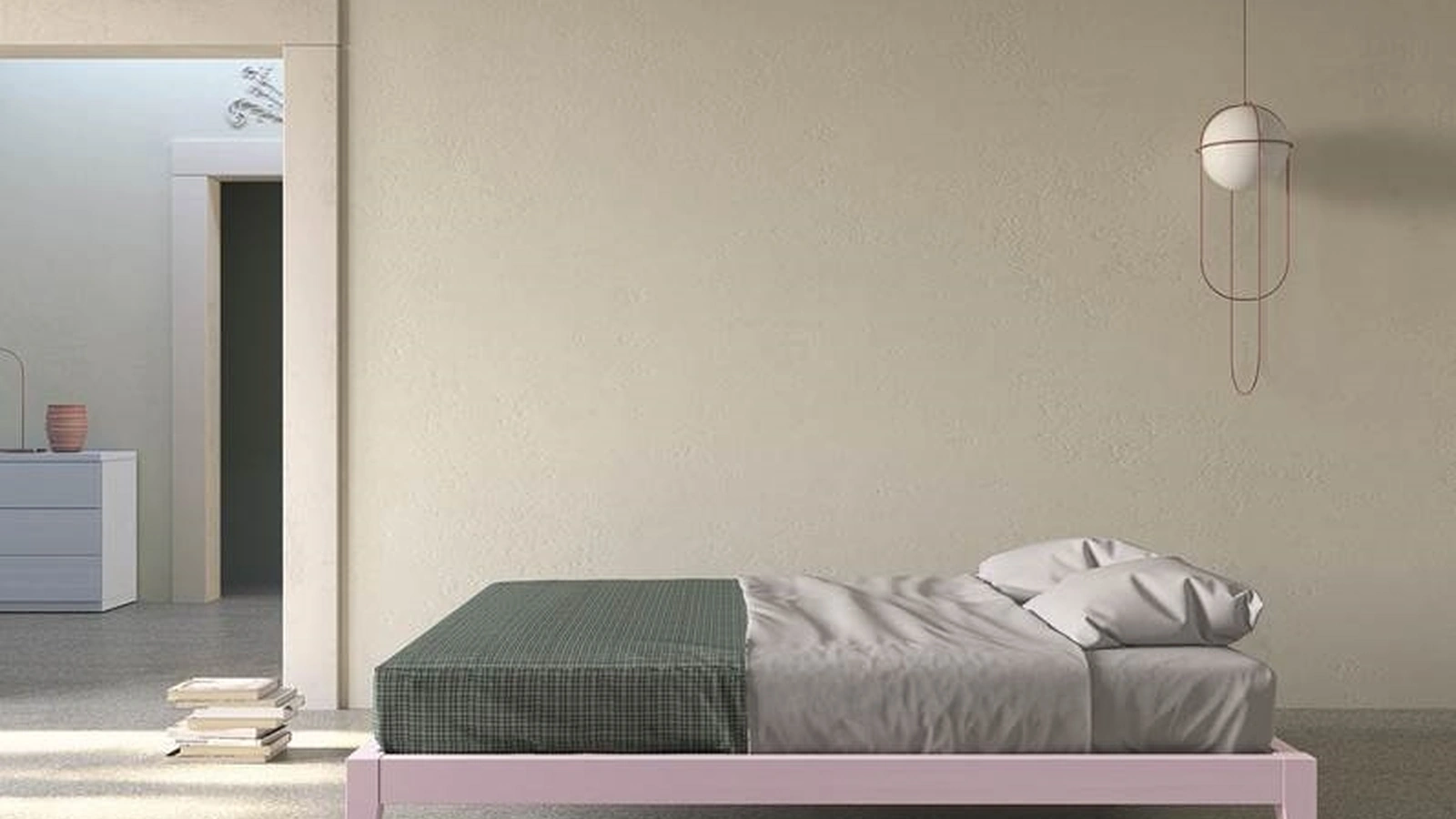 Letto Sommier 1697 in legno laccato rosa di Fratelli Mirandola